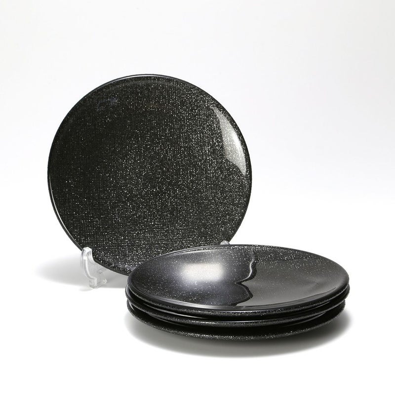 Vetro Felice ヴェトロ フェリーチェ グリッター プレート 14cm ダークグレイ 4枚セット