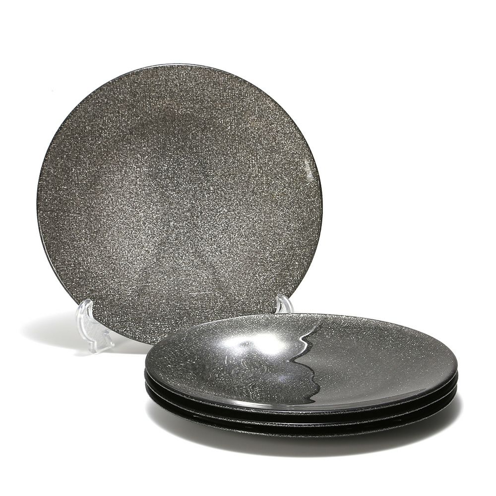Vetro Felice ヴェトロ フェリーチェ グリッター プレート 21cm ダークグレイ 4枚セット