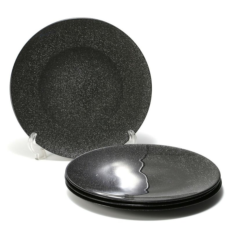 Vetro Felice ヴェトロ フェリーチェ グリッター プレート 28cm ダークグレイ 4枚セット