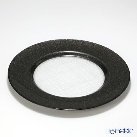 Vetro Felice ヴェトロ フェリーチェ グリッター チャージャープレート 33cm ダークグレイ＆クリア 6枚セット