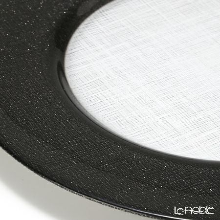Vetro Felice ヴェトロ フェリーチェ グリッター チャージャープレート 33cm ダークグレイ＆クリア 6枚セット
