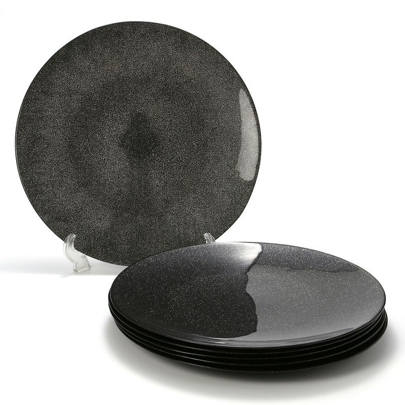 Vetro Felice ヴェトロ フェリーチェ グリッター プレート 35cm ダークグレイ 6枚セット