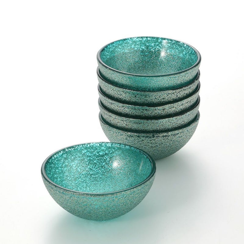 Vetro Felice ヴェトロ フェリーチェ グリッター ミニボウル 9cm アクアブルー 6個セット