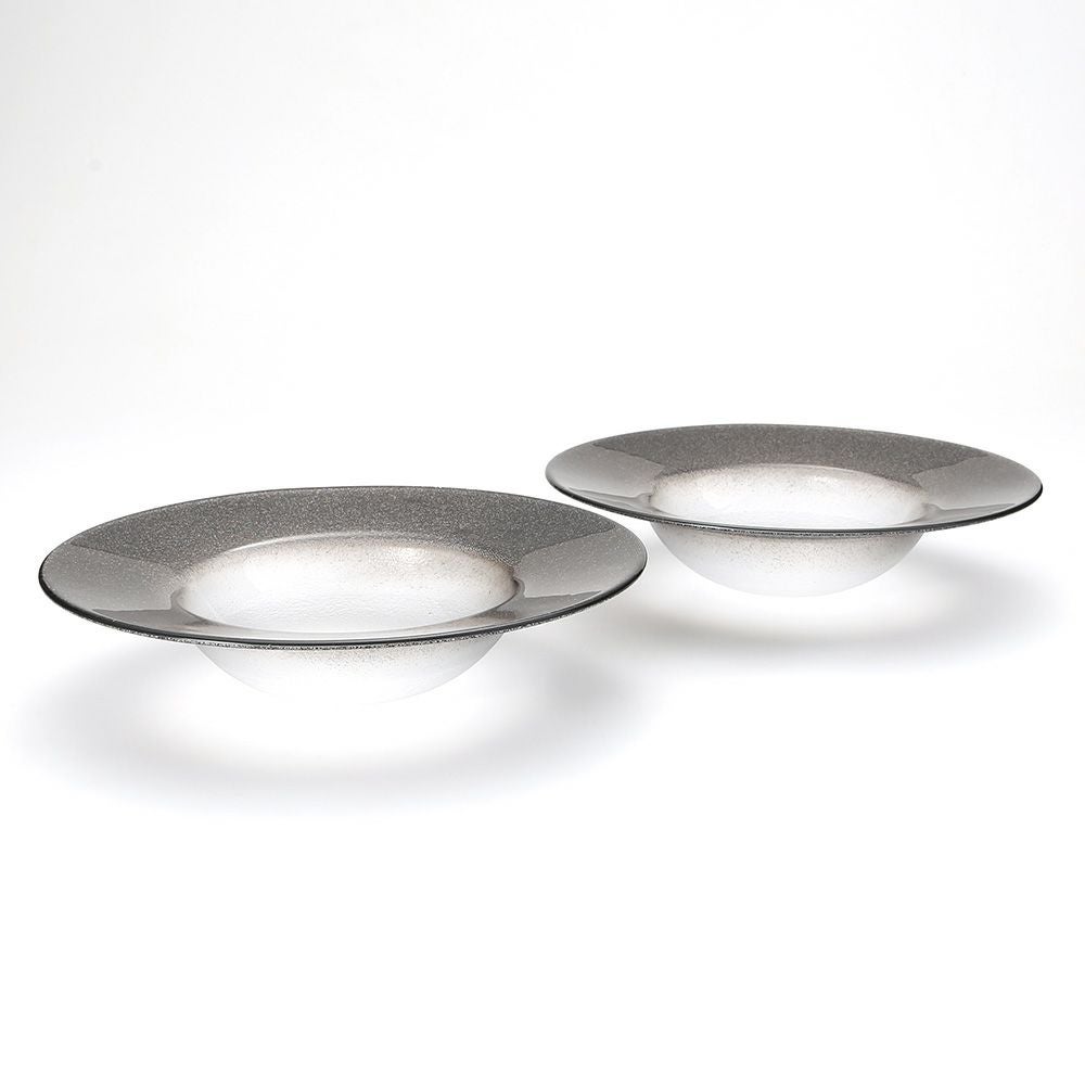 Vetro Felice ヴェトロ フェリーチェ グリッター リムボウル 26cm ダークグレイ＆クリア ペア