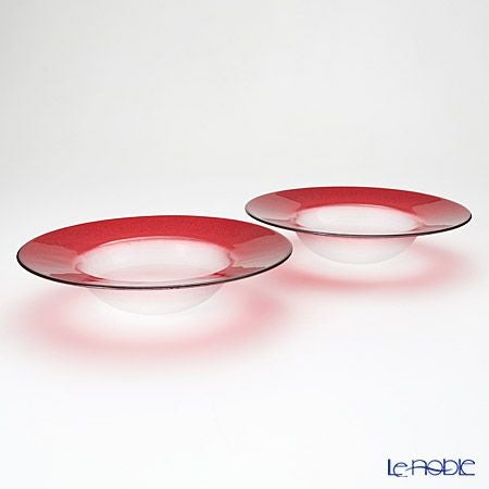 Vetro Felice ヴェトロ フェリーチェ グリッター リムボウル 26cm レッド＆クリア ペア