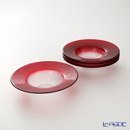 Vetro Felice ヴェトロ フェリーチェ グリッター リムボウル 19.5cm レッド＆クリア 4個セット