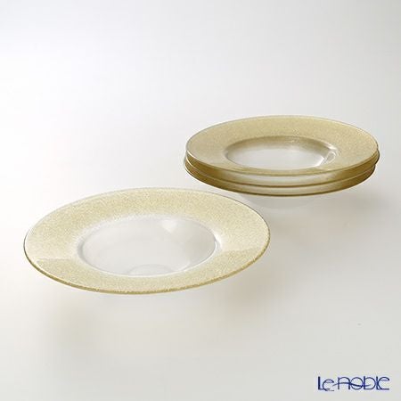 Vetro Felice ヴェトロ フェリーチェ グリッター リムボウル 26cm ニューゴールド＆クリア 4個セット