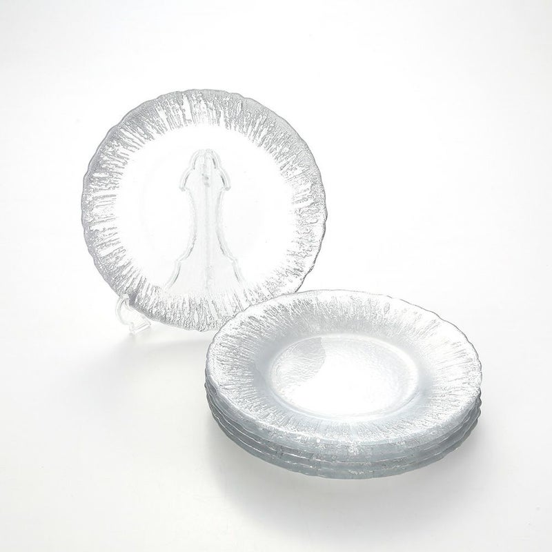 Vetro Felice ヴェトロ フェリーチェ フラッシュ プレート 21.5cm クリア＆シルバー 6枚セット