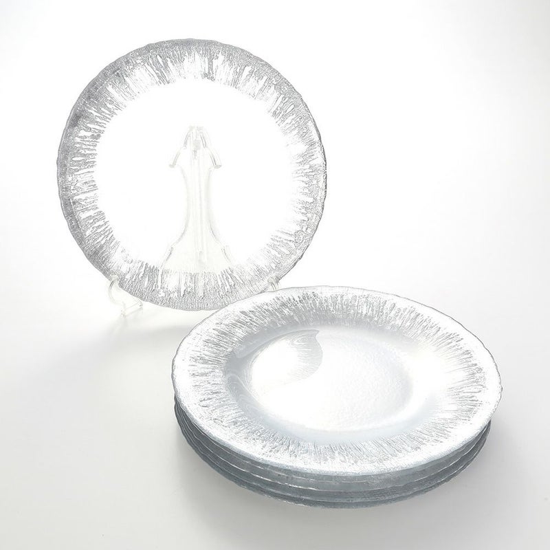 Vetro Felice ヴェトロ フェリーチェ フラッシュ プレート 28cm クリア＆シルバー 6枚セット