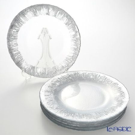 Vetro Felice ヴェトロ フェリーチェ フラッシュ プレート 33cm クリア＆シルバー 6／12 6枚セット