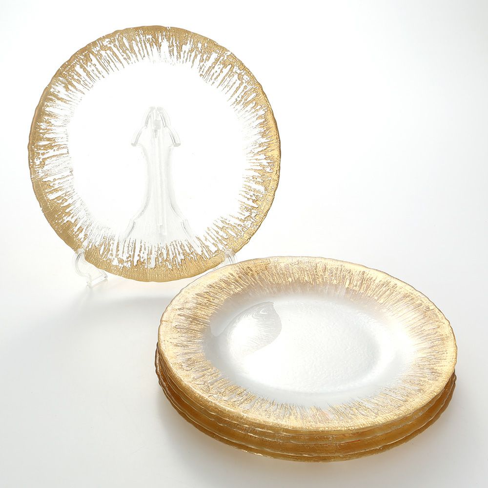Vetro Felice ヴェトロ フェリーチェ フラッシュ プレート 33cm クリア＆ゴールド 6／12 6枚セット