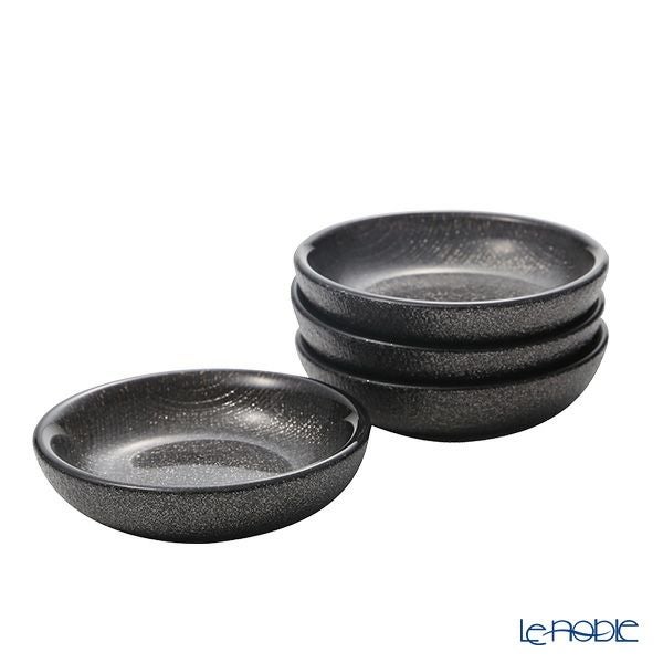 Vetro Felice ヴェトロ フェリーチェ グリッター ミニプレート／豆皿 9cm ダークグレイ 4枚セット