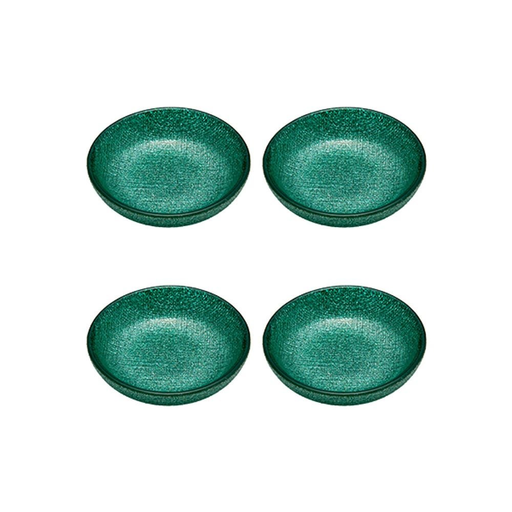 Vetro Felice ヴェトロ フェリーチェ グリッター ミニプレート／豆皿 9cm アクアブルー 4枚セット