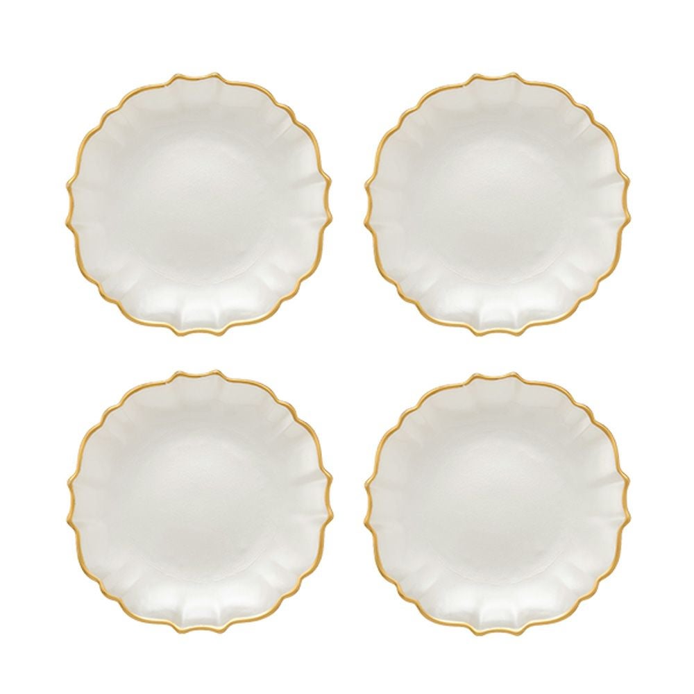 Vetro Felice ヴェトロ フェリーチェ パールクイーン プレート 16cm ホワイト 4枚セット