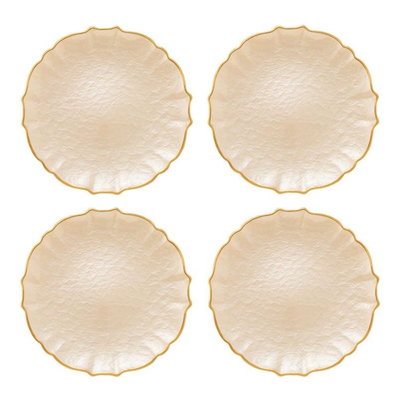 Vetro Felice ヴェトロ フェリーチェ パールクイーン プレート 27cm イエロー 4枚セット