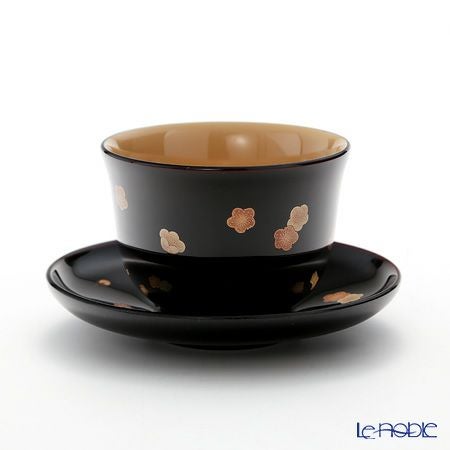 【伝統工芸】輪島塗 湯呑＆茶托 5客揃小花 坂口政昭氏作