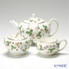 ウェッジウッド（Wedgwood） ワイルドストロベリー 3点セット（ティーポット、シュガー、クリーマー L）