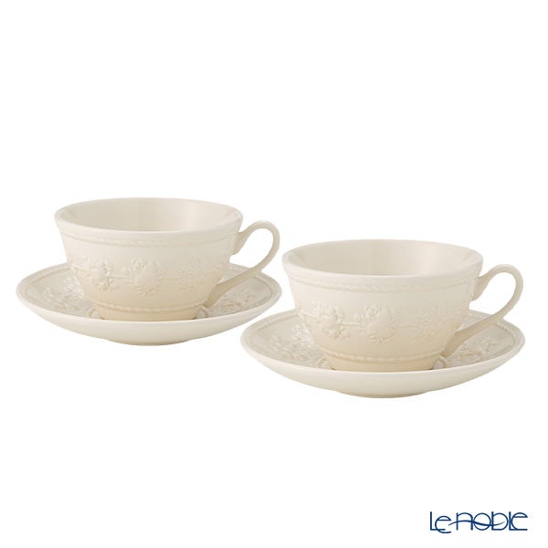 ウェッジウッド（Wedgwood） フェスティビティ ティーカップ＆ソーサー 160ml（アイボリー） ペア 【ブランドボックス付】