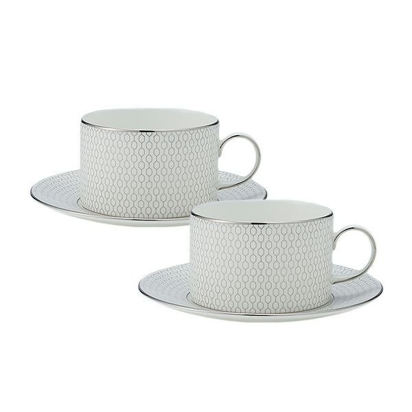 ウェッジウッド（Wedgwood） ジオ プラチナ ティーカップ＆ソーサー 250ml ペア
