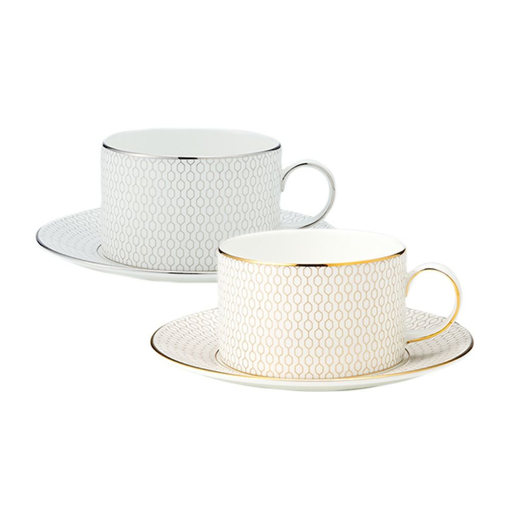 ウェッジウッド（Wedgwood） ジオ プラチナ ＆ ゴールド ティーカップ＆ソーサー 250ml ペア