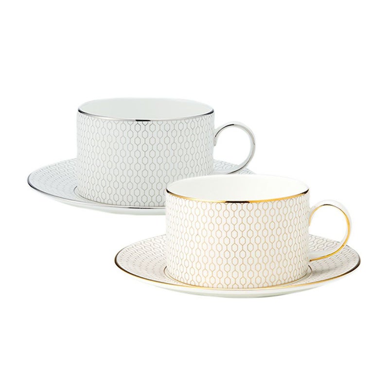 ウェッジウッド（Wedgwood） ジオ プラチナ ＆ ゴールド ティーカップ＆ソーサー 250ml ペア