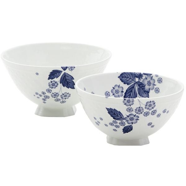 ウェッジウッド（Wedgwood） ストロベリーブルームインディゴ 夫婦茶碗 ライスボウルL＆M