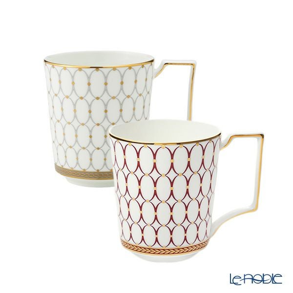 ウェッジウッド（Wedgwood） ルネッサンス グレイ（グレー）＆レッド マグカップ 300ml ペア
