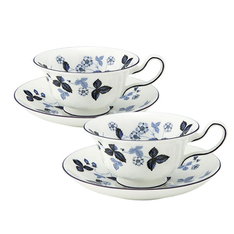 ウェッジウッド（Wedgwood） ストロベリーインクブルー ティーカップ＆ソーサー ピオニー 200ml ペア