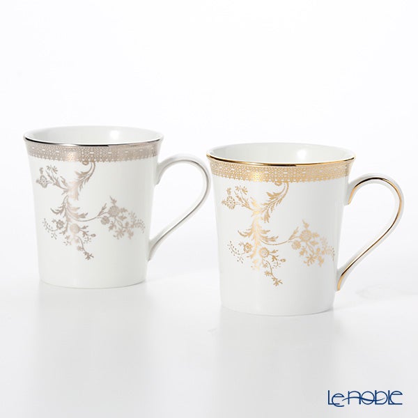 ウェッジウッド（Wedgwood） ヴェラ・ウォン ヴェラレース プラチナ＆ゴールド マグカップ 300ml ペア