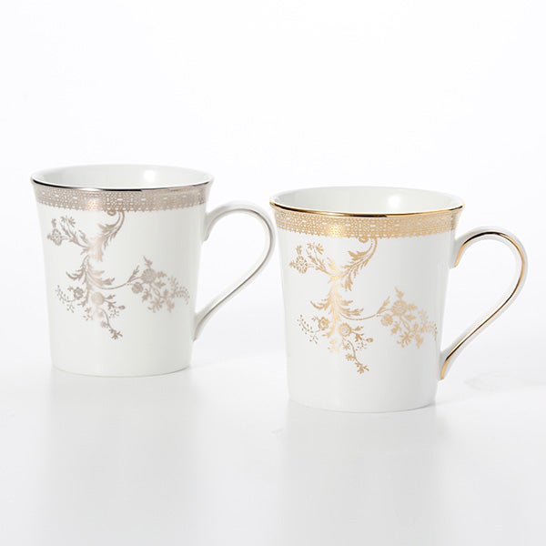 ウェッジウッド（Wedgwood） ヴェラ・ウォン ヴェラレース プラチナ＆ゴールド マグカップ 300ml ペア