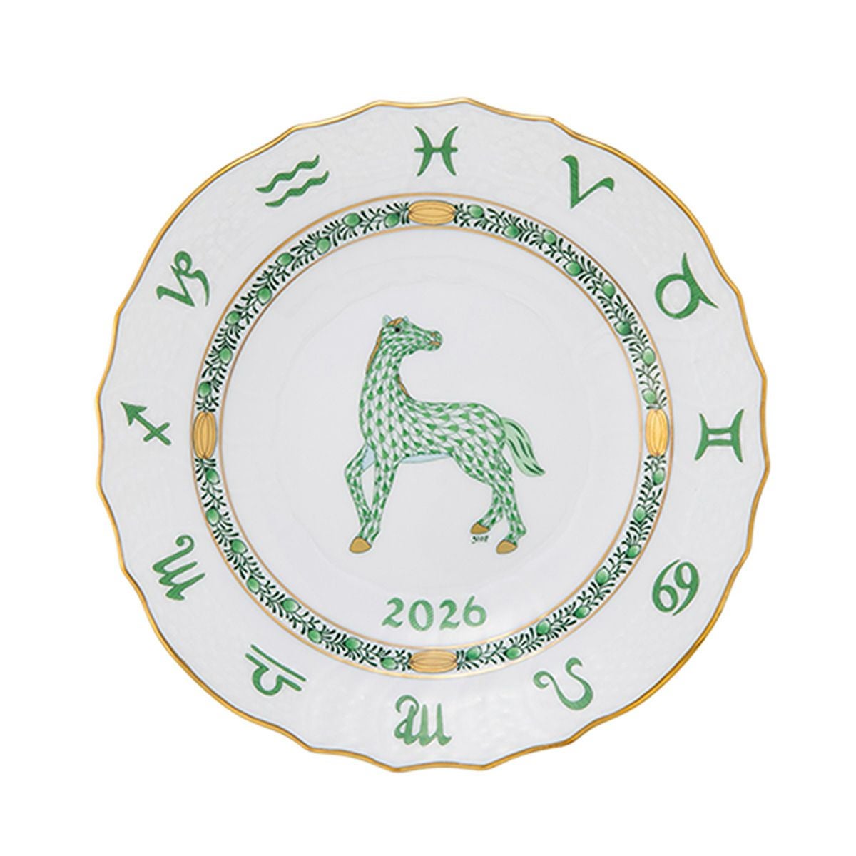 ヘレンド (HEREND) ゾディアック イヤーズプレート 2026年／令和8年 午（馬 うま）【プレート立て付】