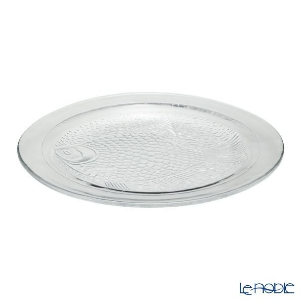 【1点限り】北欧ヴィンテージ ヌータヤルヴィ（Nuutajarvi） アハティ／フィッシュ プレート 26cm クリア