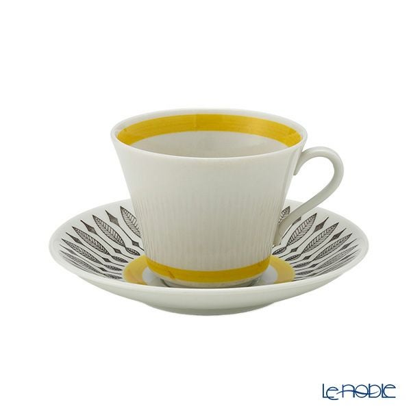 【1点限り】北欧ヴィンテージ ロールストランド（RORSTRAND）ブライトイエローリーフ コーヒーカップ＆ソーサー