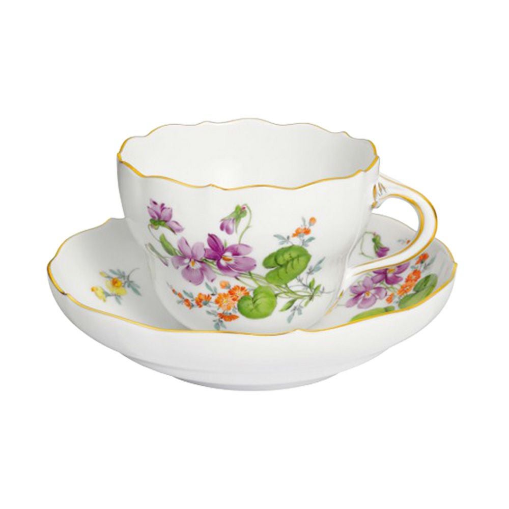 希少品◆マイセンアンティーク◆フラワー コーヒーカップソーサー マイセン（Meissen） ビンテージフラワー2 コーヒーカップ＆ソーサー