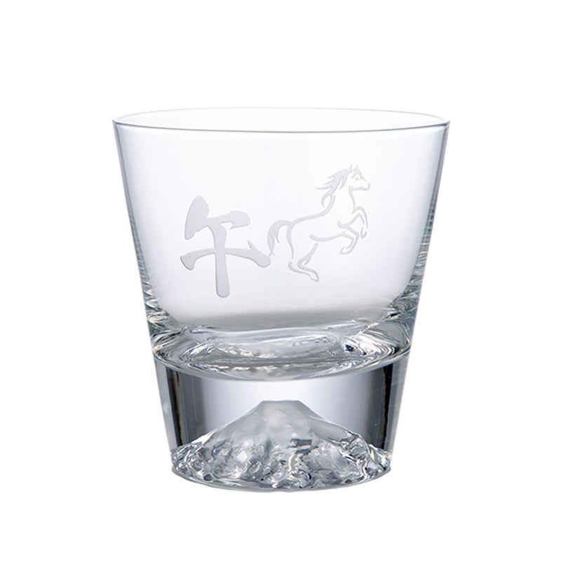 【伝統工芸】田島硝子 富士山グラス ロックグラス 270ml 干支 2026年 午（うま）風呂敷付