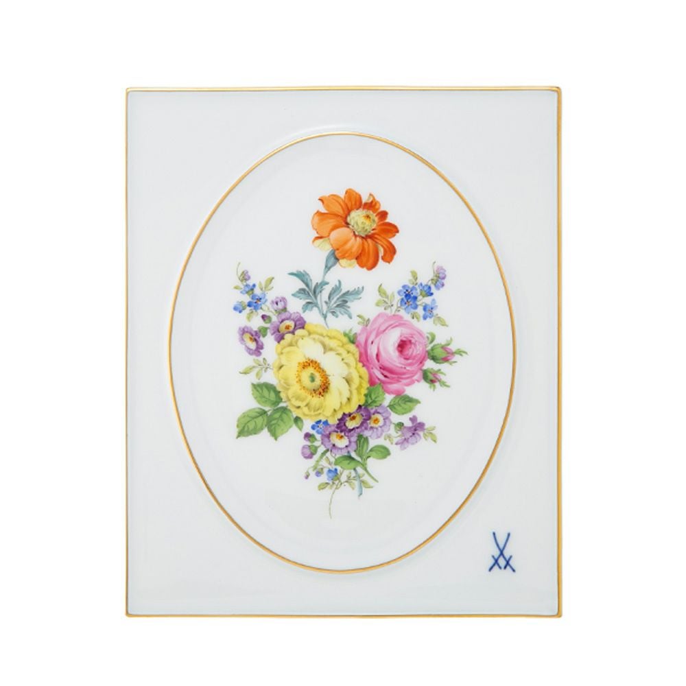 マイセン（Meissen） 陶板 130110／53n31 ピンクローズブーケ 25×20.5