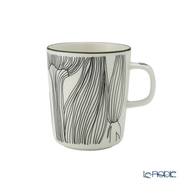 マリメッコ（marimekko） Kukat Puhkeavat クカット プーケアヴァット／花咲く マグカップ 250ml フォレストグリ―ン×ブラック 074495-196／25AW