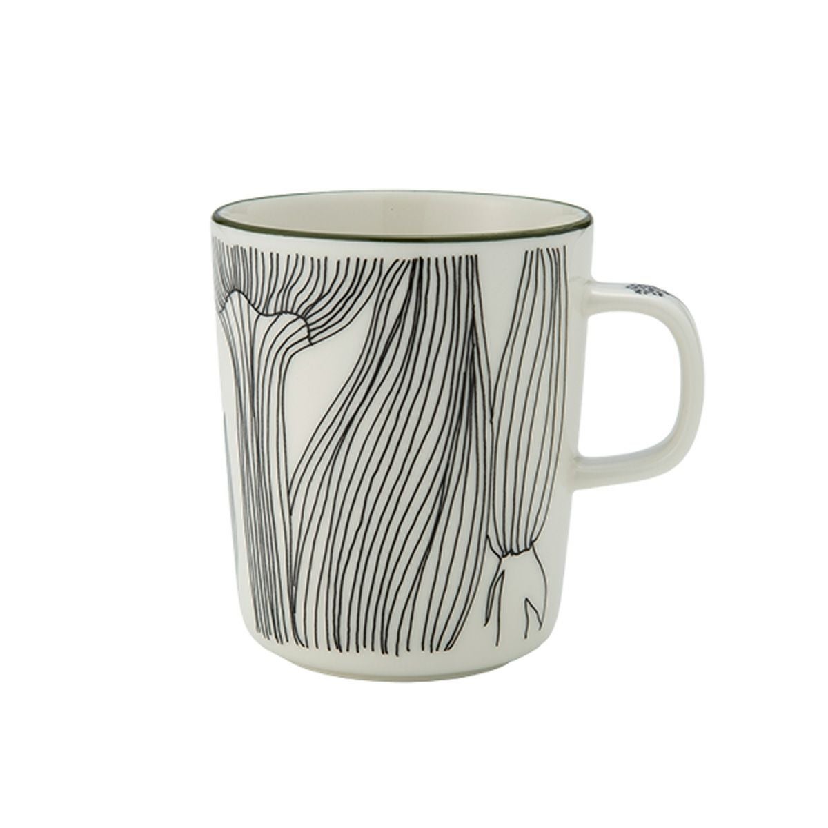 マリメッコ（marimekko） Kukat Puhkeavat クカット プーケアヴァット／花咲く マグカップ 250ml フォレストグリ―ン×ブラック 074495-196／25AW