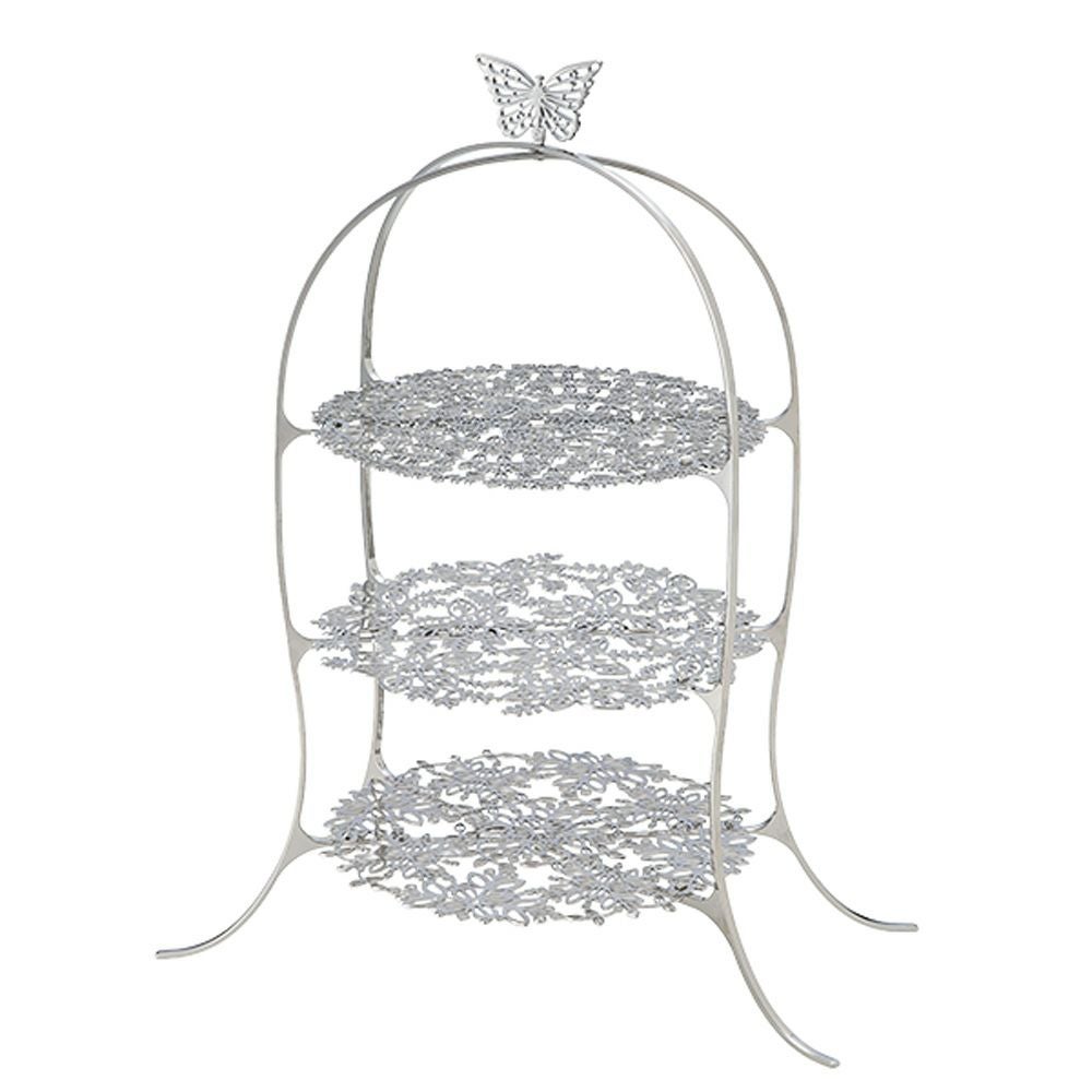 ディ・エクリュデザイン クロススタンド 3段 M パピオン 直径27×高さ46cm ステンレス製 ローザ／パピヨン／花 【折りたたみ式】