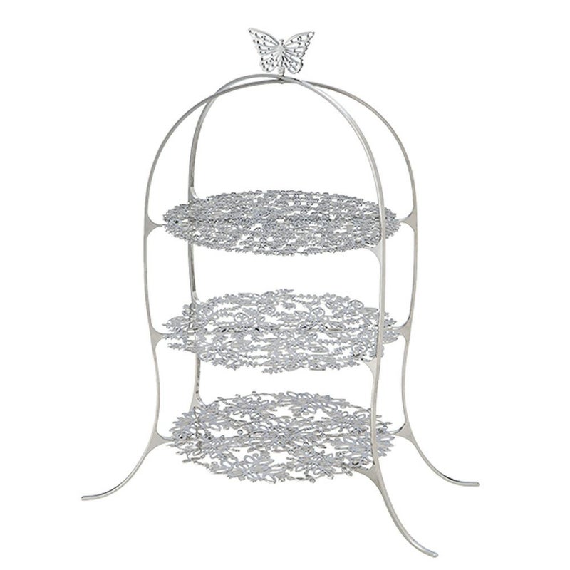 ディ・エクリュデザイン クロススタンド 3段 M パピオン 直径27×高さ46cm ステンレス製 ローザ／パピヨン／花 【折りたたみ式】