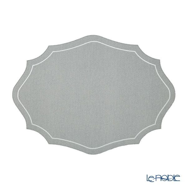 トルコ雑貨 アルテペレ カーリー プレースマット／ランチョンマット デニム調 ライトグレー／ホワイト 35×48cm PVC加工合皮製 撥水加工