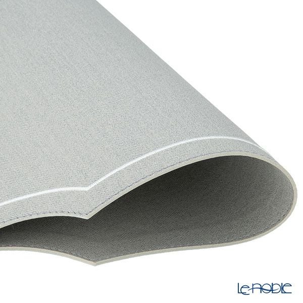 トルコ雑貨 アルテペレ カーリー プレースマット／ランチョンマット デニム調 ライトグレー／ホワイト 35×48cm PVC加工合皮製 撥水加工