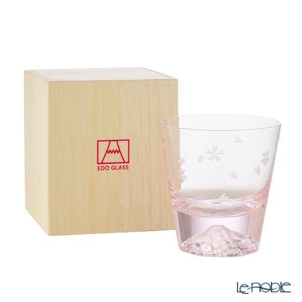 【伝統工芸】田島硝子 富士山グラス 桜切子 桜色 ロックグラス 270ml TG21-015-RPS【木箱入】