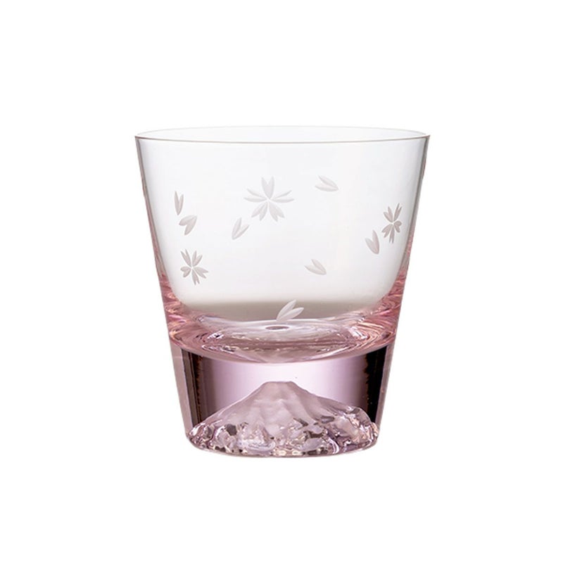 【伝統工芸】田島硝子 富士山グラス 桜切子 桜色 ロックグラス 270ml TG21-015-RPS【木箱入】