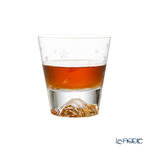 【伝統工芸】田島硝子 富士山グラス 桜切子 紅白ペア ロックグラス 270ml TG21-015-2RPS 紅白ペア【木箱入】