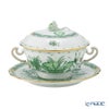 ヘレンド (HEREND) インドの華グリーン FV スープカップ＆ソーサー 蓋付 00744-0-09