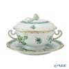 ヘレンド (HEREND) インドの華グリーン FV スープカップ＆ソーサー 蓋付 00744-0-09