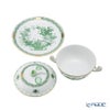 ヘレンド (HEREND) インドの華グリーン FV スープカップ＆ソーサー 蓋付 00744-0-09