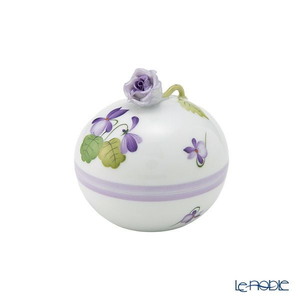 ヘレンド (HEREND) バイオレット（ライラック） VIOLETL ラウンドボックス ローズ 06033-0-09