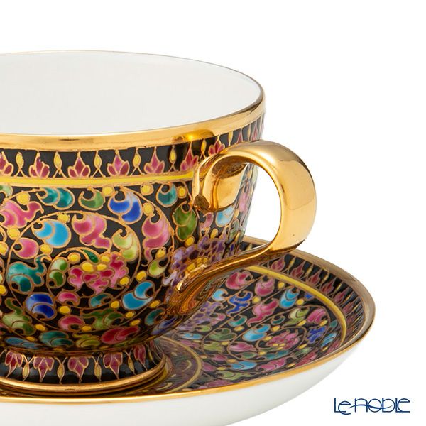 ブランベンジャロン工房 ティーカップ＆ソーサー フラワーズ多彩ブラック